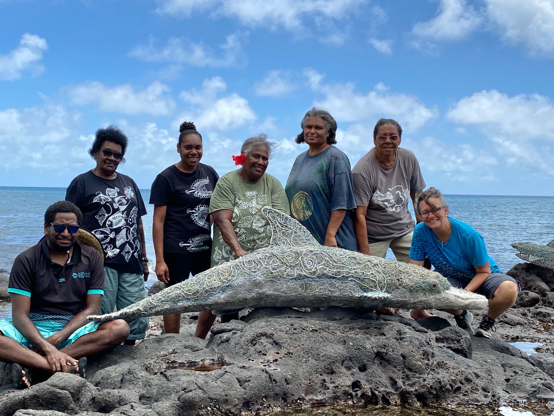 Ghostnet sculpture of a dolphin by Erub Arts and Lynnette Griffiths, 2021 © Lynnette Griffiths